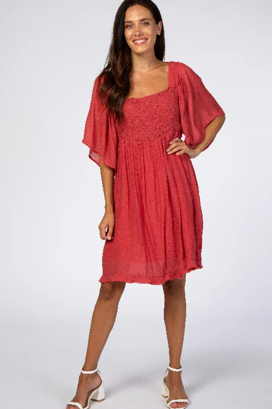 Velvet Short Sleeve TopsRed Smocked Short Sleeve Dress