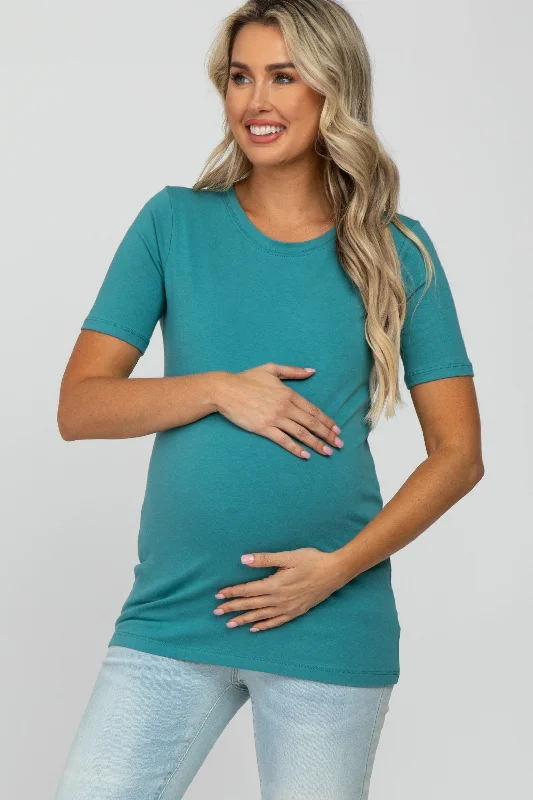 Tie-Dye Short Sleeve TopsJade Crew Neck Short Sleeve Maternity Top