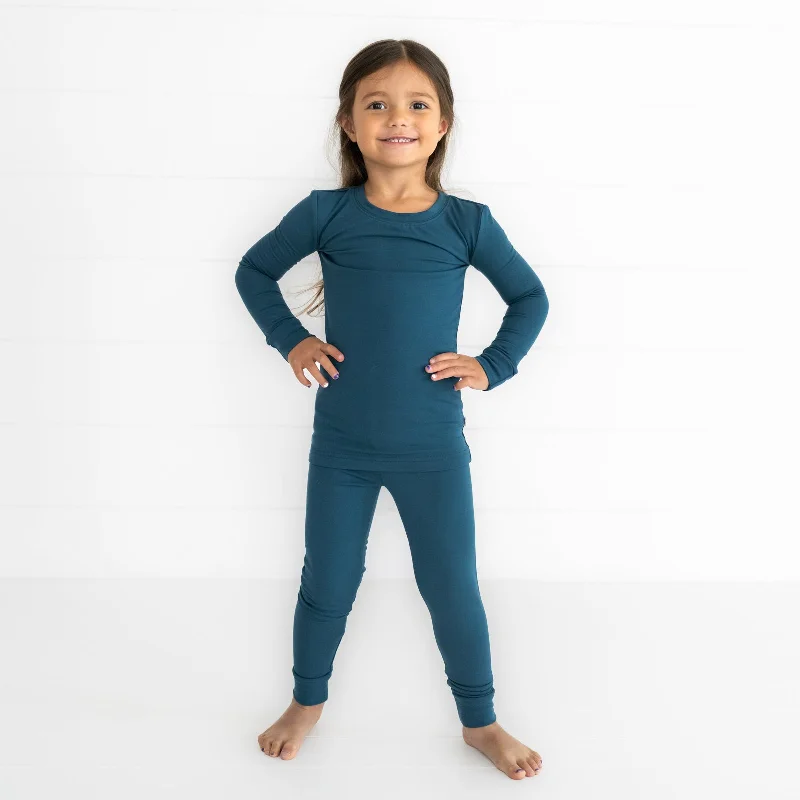 Twilight Teal Cozy Two-Piece Pajama Set