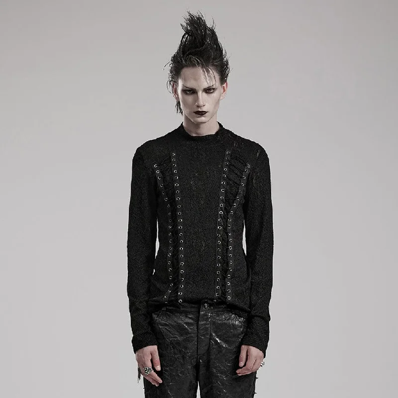 CrewneckhoodieMen's Gothic Knitted Crew Neck Shirt