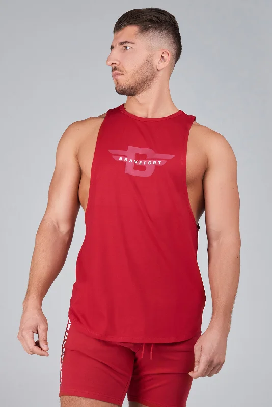 Hiking tank0517. Modal Core Cut-Off Tank / Red