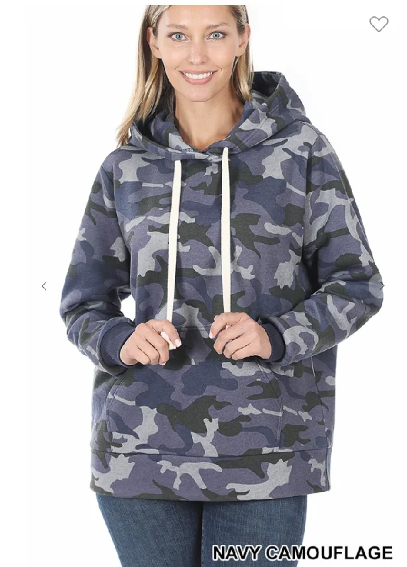 Camo kangaroo Pocket Drawstring HoodieHooded Sweatshirts