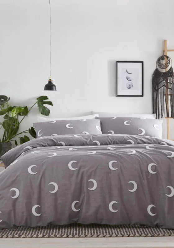 Portfolio Crescent King Duvet Set, Grey & White