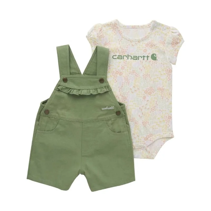 Retro Short Sleeve TopsCarhartt Girls' Infant Short Sleeve Bodysuit And Canvas Shortall Set - Loden Forest