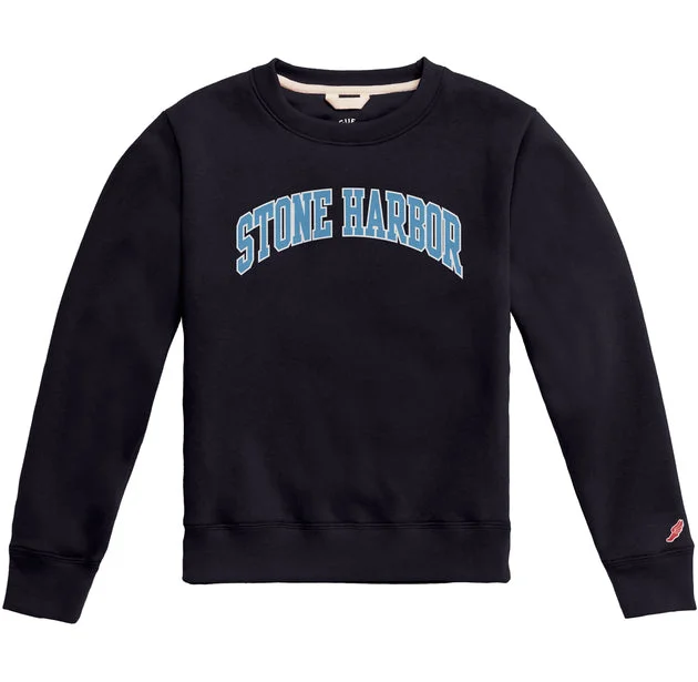 CrewneckgameKids Stone Harbor Essential Fleece Crew - Navy/Carolina Blue