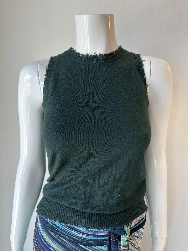 Training teeMinnie Rose- Cotton/Cashmere Frayed Tank  - Pine