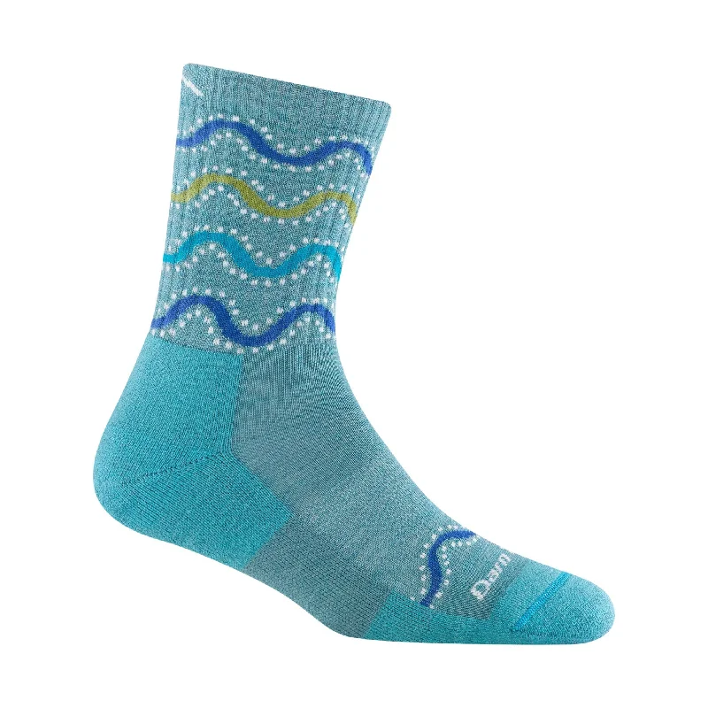 CrewnecksleeveDarn Tough Vermont Women's Wandering Stripe Micro Crew Lightweight Hiking Sock - Aqua