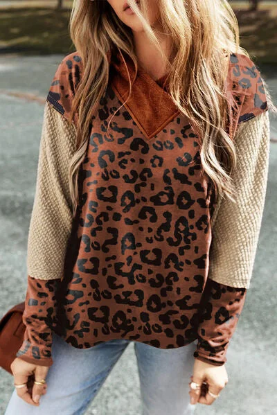 Leopard Dropped Shoulder HoodiePunk Sweatshirts