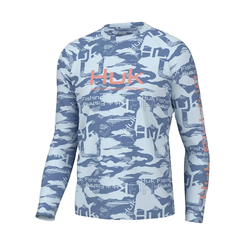 CrewneckclassicHuk Men's Pursuit Performance Crew - Hidden Huk Ice Water