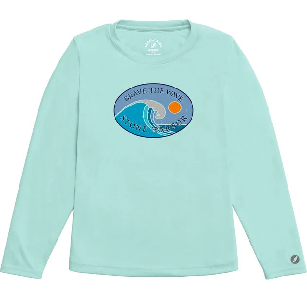 CrewneckfashionKids Stone Harbor Sundial (UV protection) Long Sleeve Crew - Surf Blue