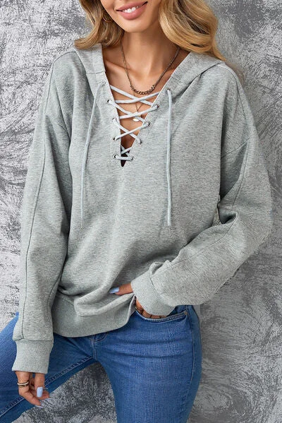 Lace-Up Dropped Shoulder HoodiePerformance Hoodies