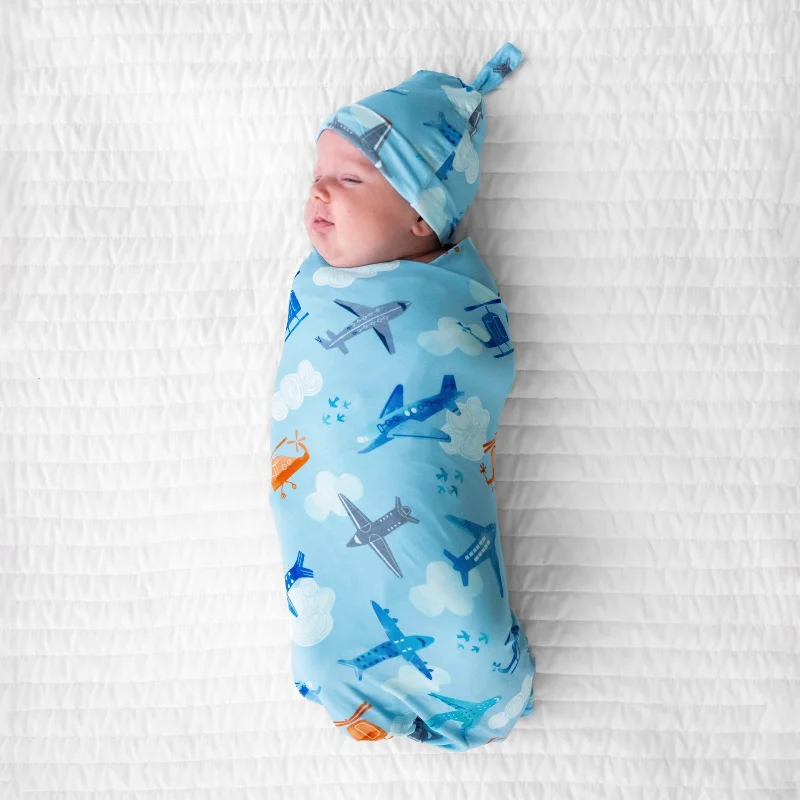 Let's Fly Swaddle & Hat Set