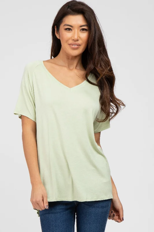 Waterproof Short Sleeve TopsLight Olive V-Neck Short Sleeve Top