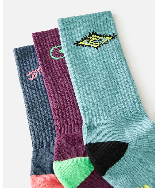 CrewneckstripesRip Curl Retro Crew 3-Pk Socks-Pine Night