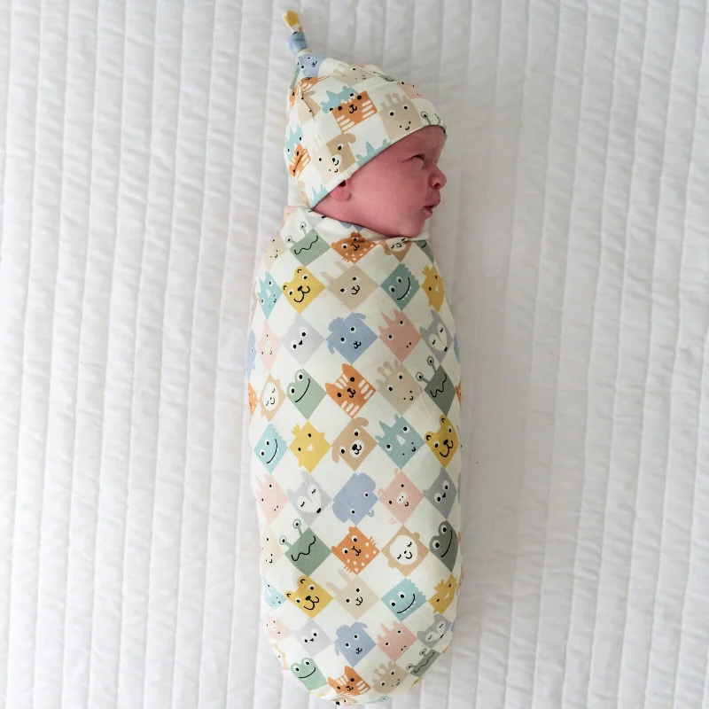 Check Mates Swaddle & Hat Set