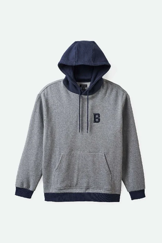 Retro Heavyweight Relaxed Hoodie - Heather Grey/Washed NavyRibbed Cuff Hoodies