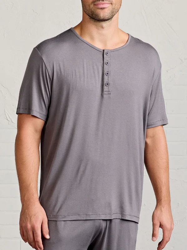 Reflective Short Sleeve TopsBamboo Silk Sleep Short Sleeve Henley