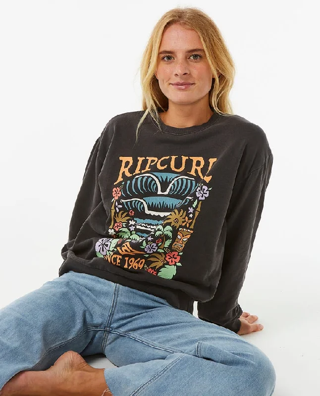 CrewnecksweaterRip Curl Tiki Tropic Relaxed Crew Sweatshirt-Washed Black