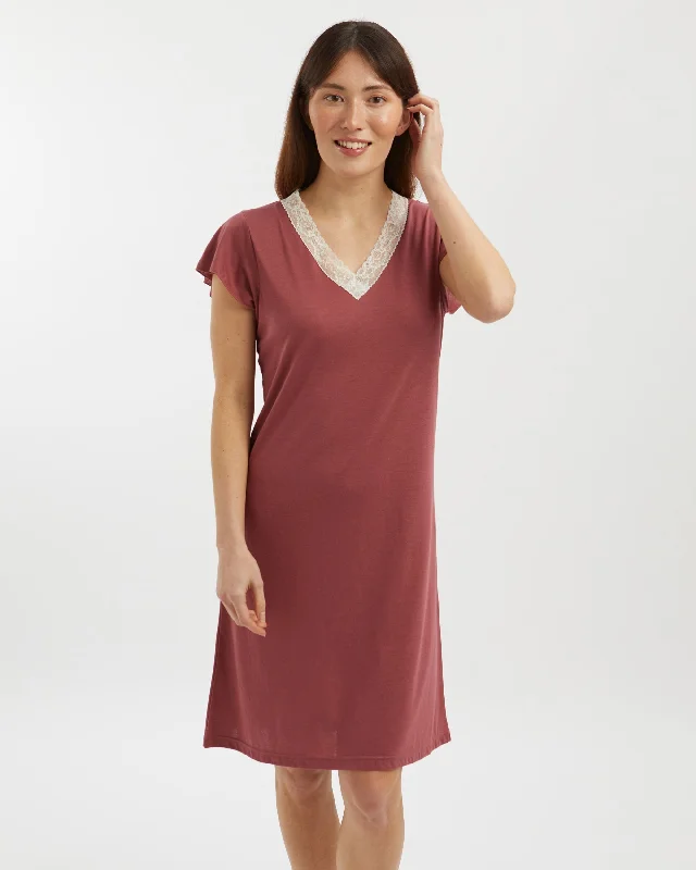 Retro DressWomen's Jersey Ella Short Nightdress - Berry