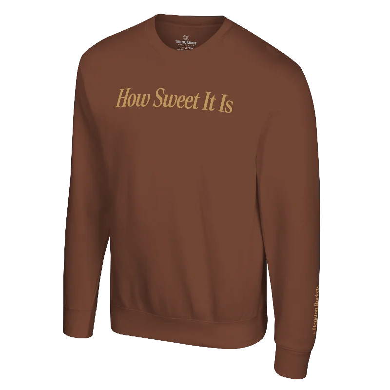 CrewneckwovenMen's Houston Rockets Summit Collection How Sweet It Is Brown Crewneck Sweatshirt