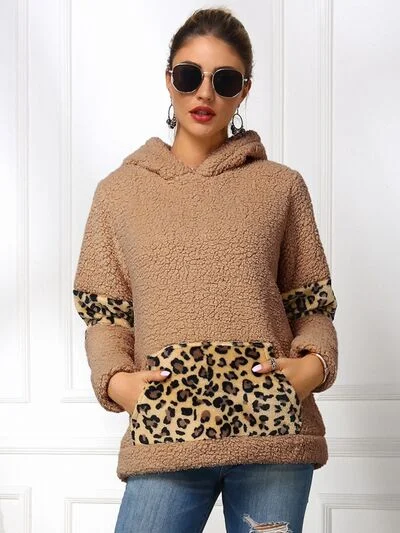 Sherpa Leopard Long Sleeve HoodieDesigner Sweatshirts