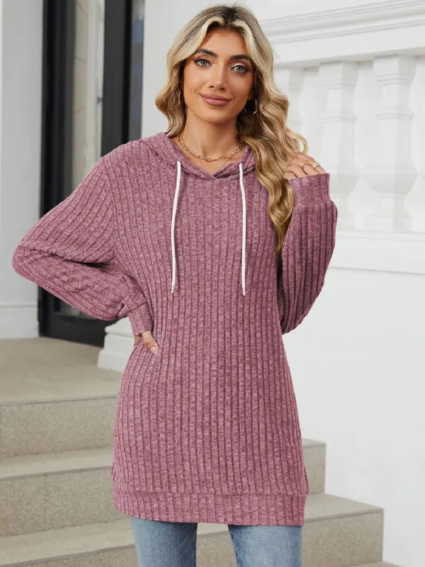 Drawstring Long Sleeve HoodieVelour Sweatshirts