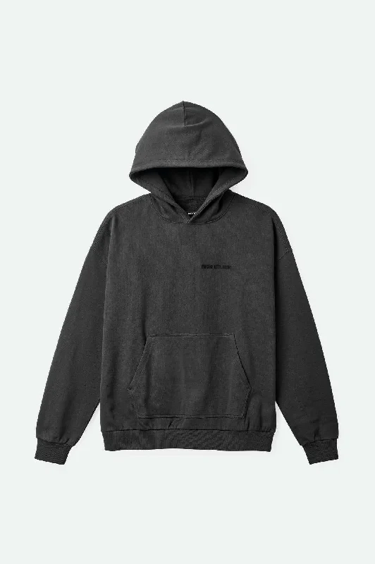 Embroidered Heavyweight Oversized Hoodie - Washed BlackStudded Sweatshirts