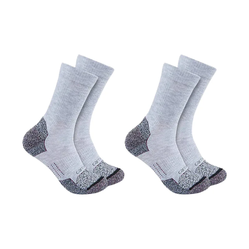 CrewneckhoodieCarhartt Women's Force Midweight Synthetic Blend Crew Sock 2 Pack - Grey FINAL SALE