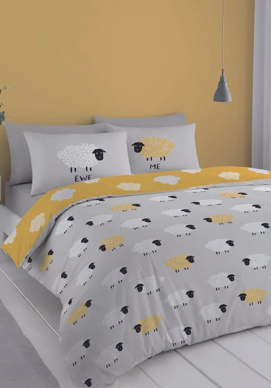 Bianca Counting Sheep Single Duvet Set, Grey Ochre