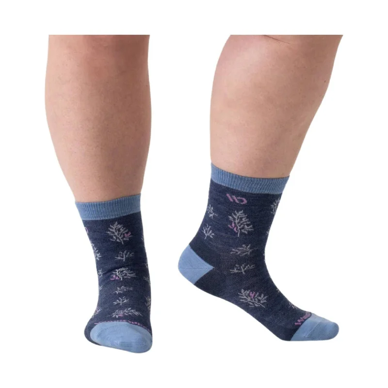 CrewneckhistoryWide Open Women's Foliage Lightweight Micro Crew Socks - Denim