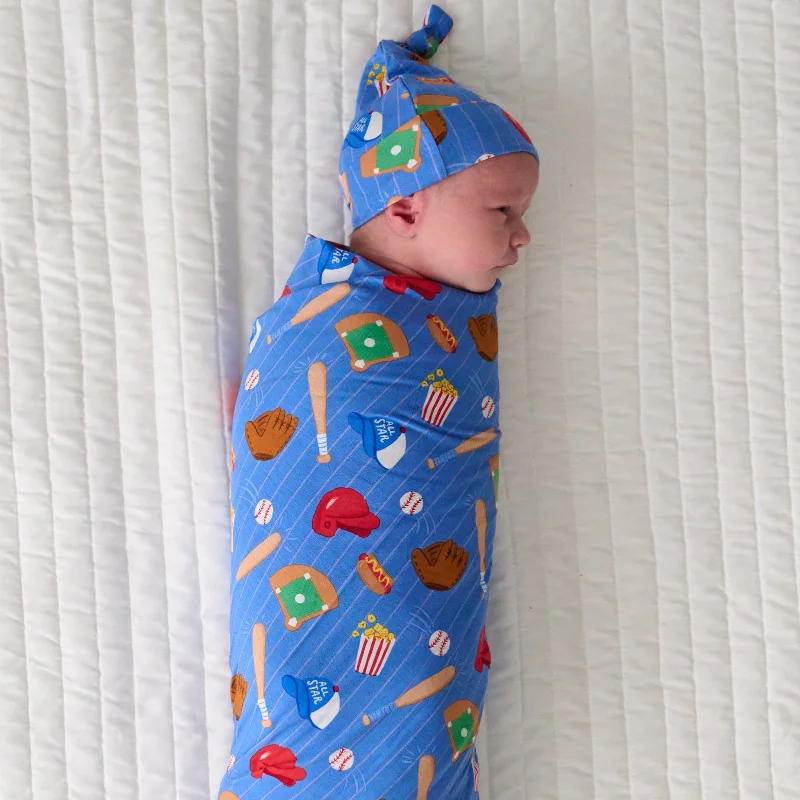 Blue All Stars Swaddle & Hat Set