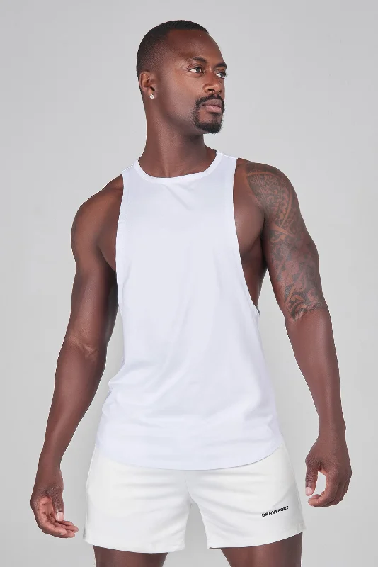 Waterproof jacket0126. Modal Core Cut-Off Tank / White