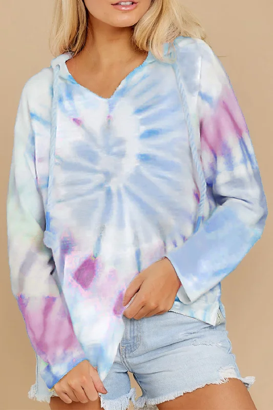 Drawstring Tie-Dye Long Sleeve HoodieWaterproof Hoodies