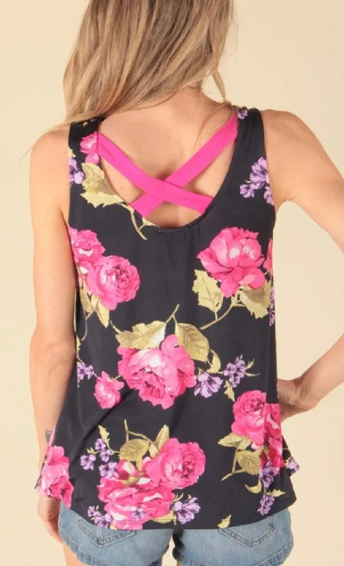 Breathable hoodieFloral cross back tank