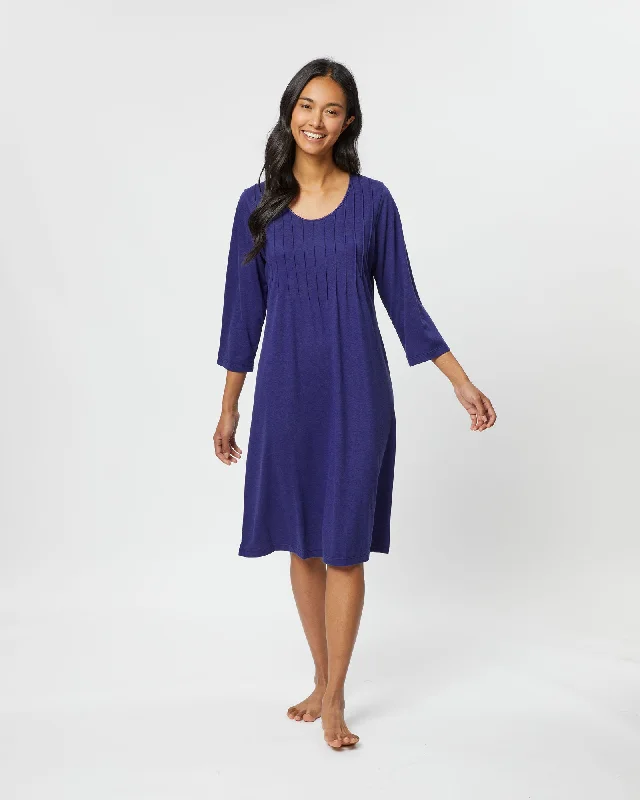 Hiking DressWomen's French Pleat Midi Nightdress - Midnight