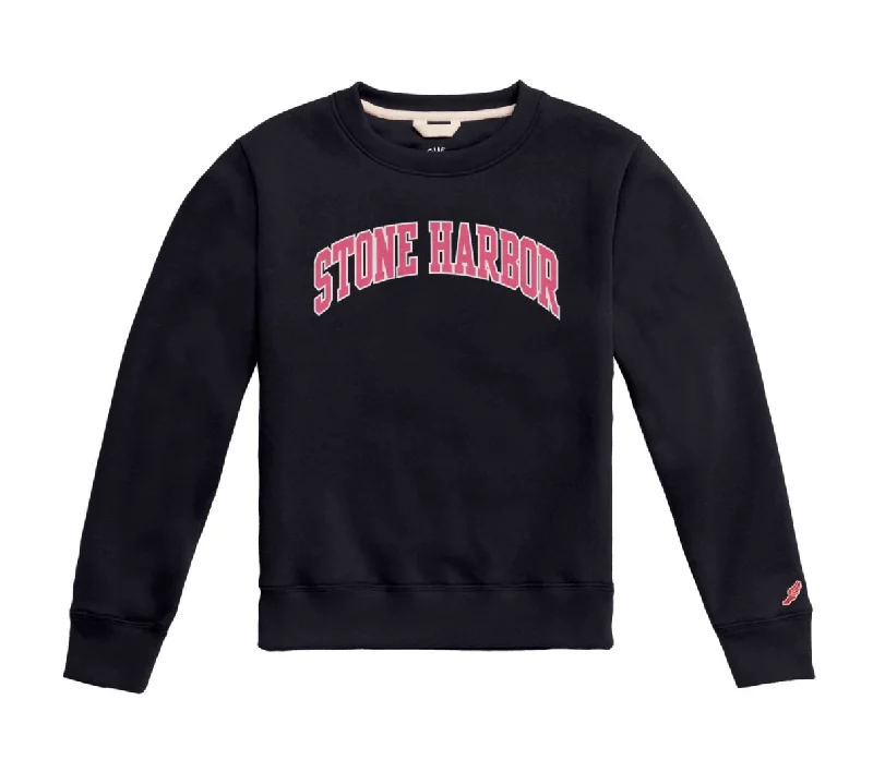 CrewneckwebKids Stone Harbor Essential Fleece Crew - Navy/Pink