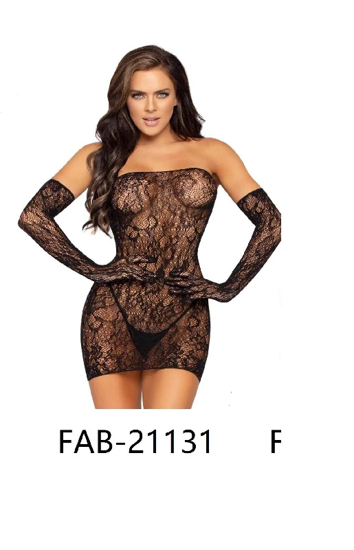 Military DressFishnet Tube Dress with Gloves Lingerie (FAB-21131)