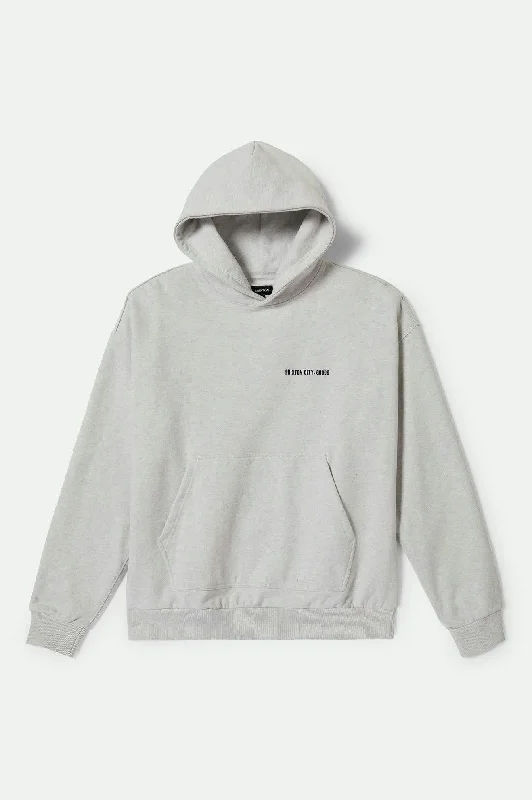 Embroidered Heavyweight Oversized Hoodie - Heather Grey AshDrawstring Hoodies