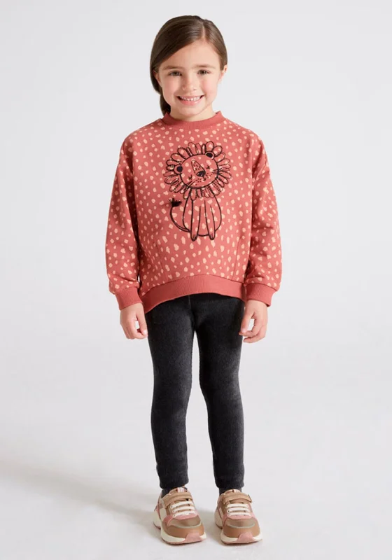 Mayoral Girls Sweater and Leggings Set, Red & Black