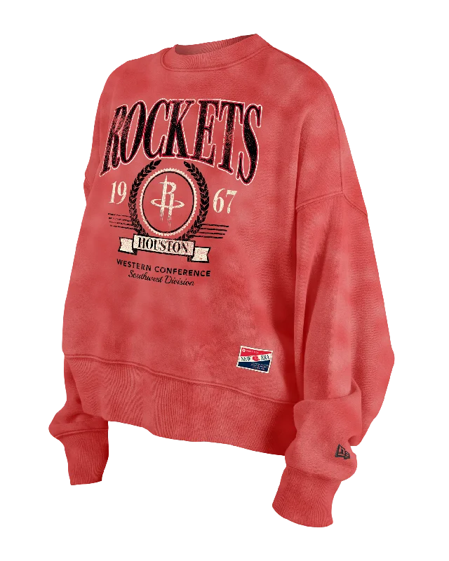 CrewnecksilkWomen's Houston Rockets New Era Throwback Crewneck Sweatshirt