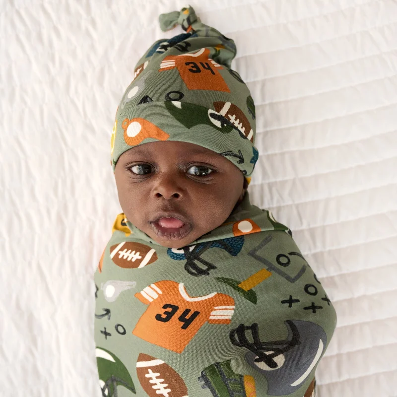 Touchdown Time Swaddle & Hat Set