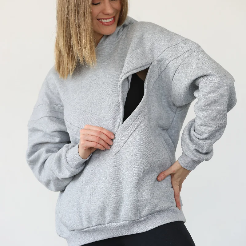 Isabella Ultra Soft Oversized Nursing & Pregnancy Hoodie (Heather Grey)Ski Sweatshirts