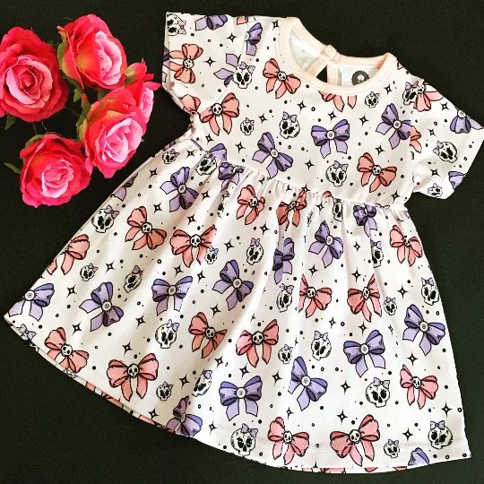 Fleece-lined DressPastel Goth Skull Bows dress