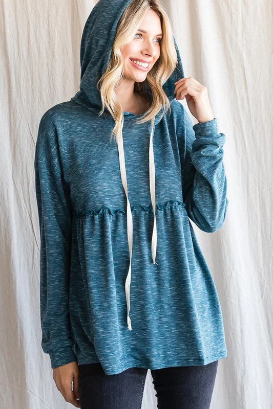 SOLID BABYDOLL HOODIE TOP PLUSZip-Up Hoodies