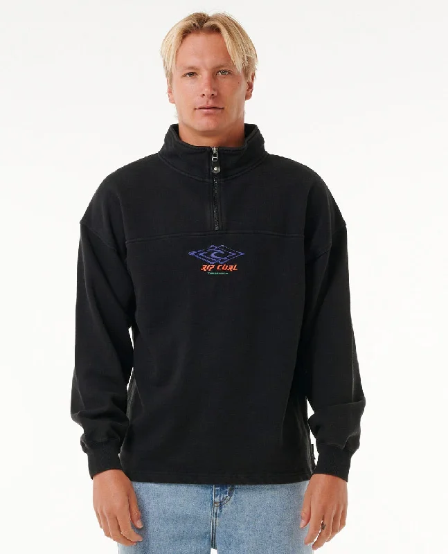 CrewneckvrRip Curl QuestÂ 1/4 Zip Crew Sweatshirt-Black