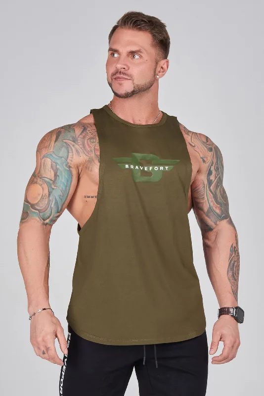 Trail tank0517. Modal Core Cut-Off Tank / Olive