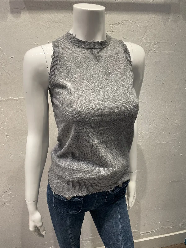 Waterproof hoodieMinnie Rose - Cotton/Cashmere Frayed Tank in Grey Shadow