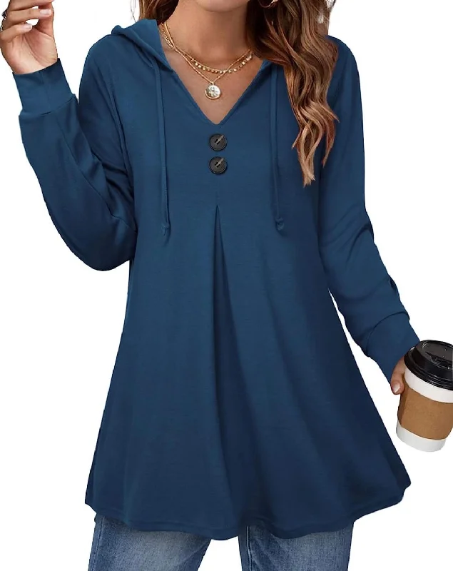 Mansion Auntie Sport Hoodie Tunic Blue Plaid Teal $99Retro Hoodies