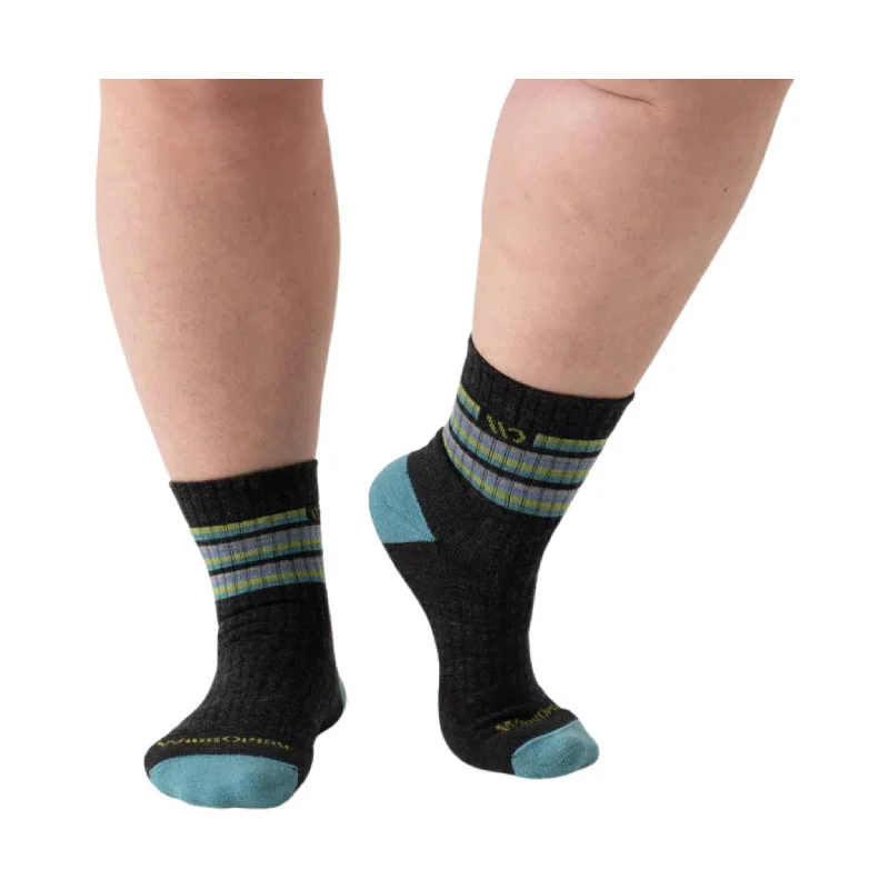 CrewneckcollectorWide Open Women's Multi Stripe Cushioned Micro Crew Socks - Charcoal