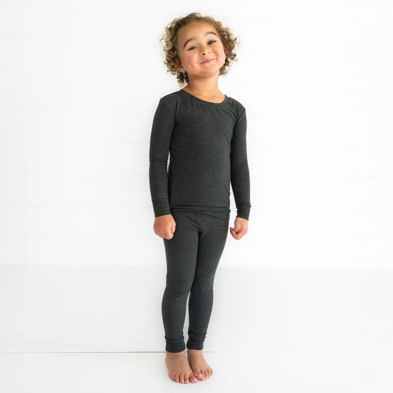 Heather Black Cozy Two-Piece Pajama Set